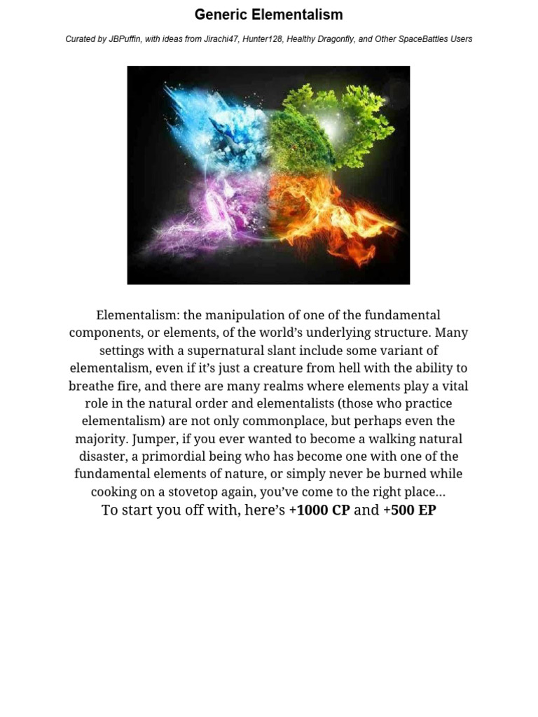 Exploring Elementalism Concepts | PDF | Knowledge | Water