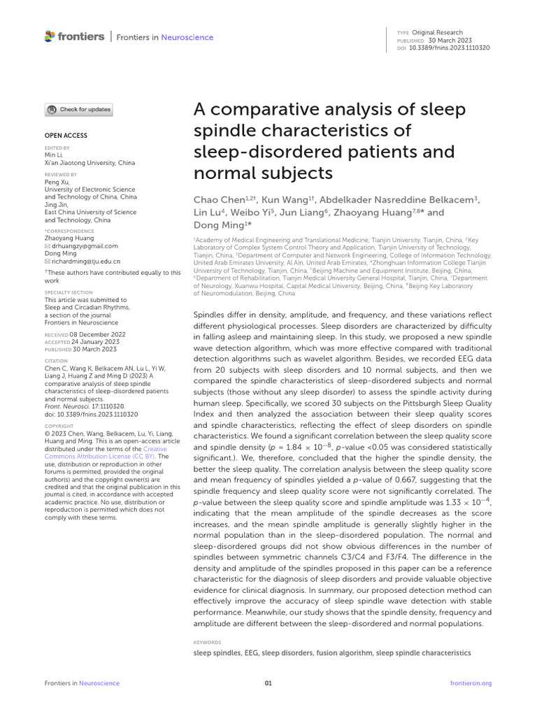 Sleep Spindle in Normal Vs Abnromal Sleep | PDF | Sleep | Neuroscience