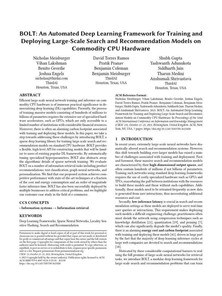 BOLT: CPU-Based Deep Learning Framework | PDF | Deep Learning | Computing