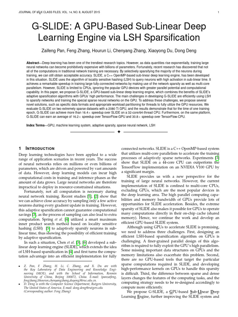 G-SLIDE: GPU-Based Deep Learning Engine | PDF | Graphics Processing ...