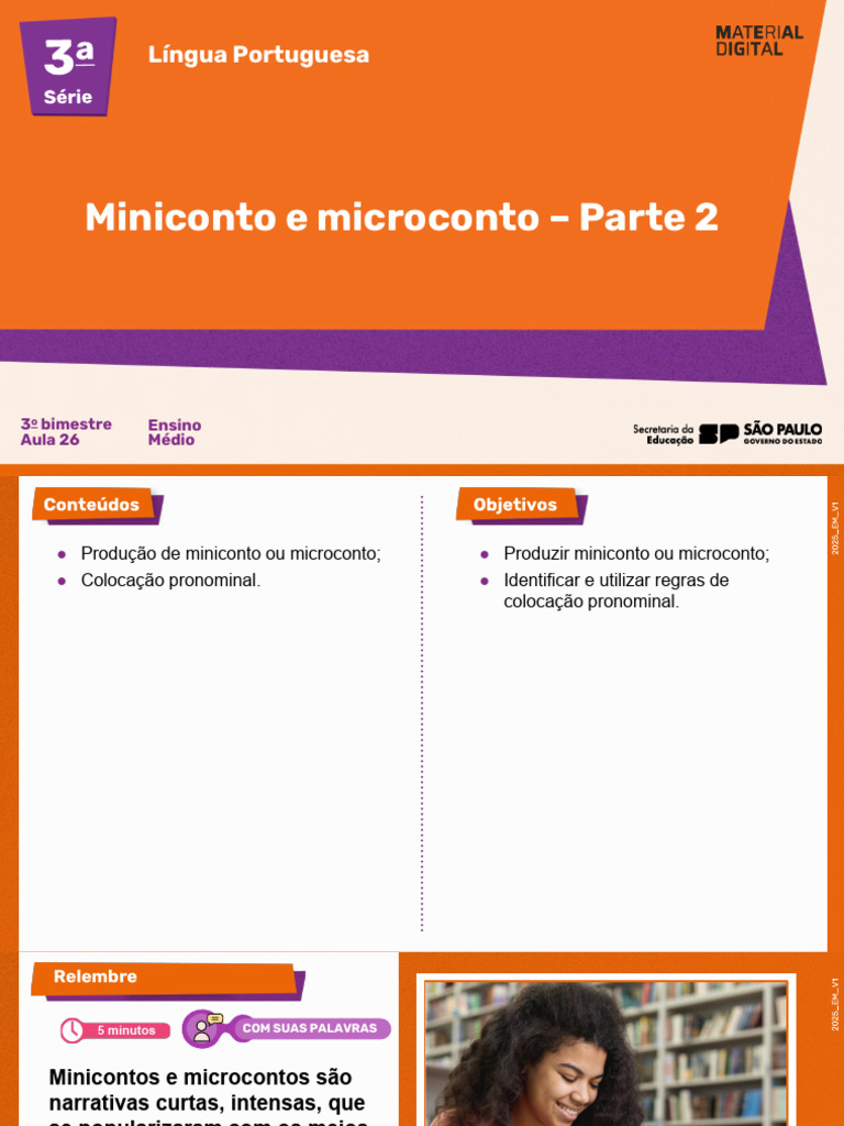 Miniconto e Microconto Parte 2: Língua Portuguesa | PDF