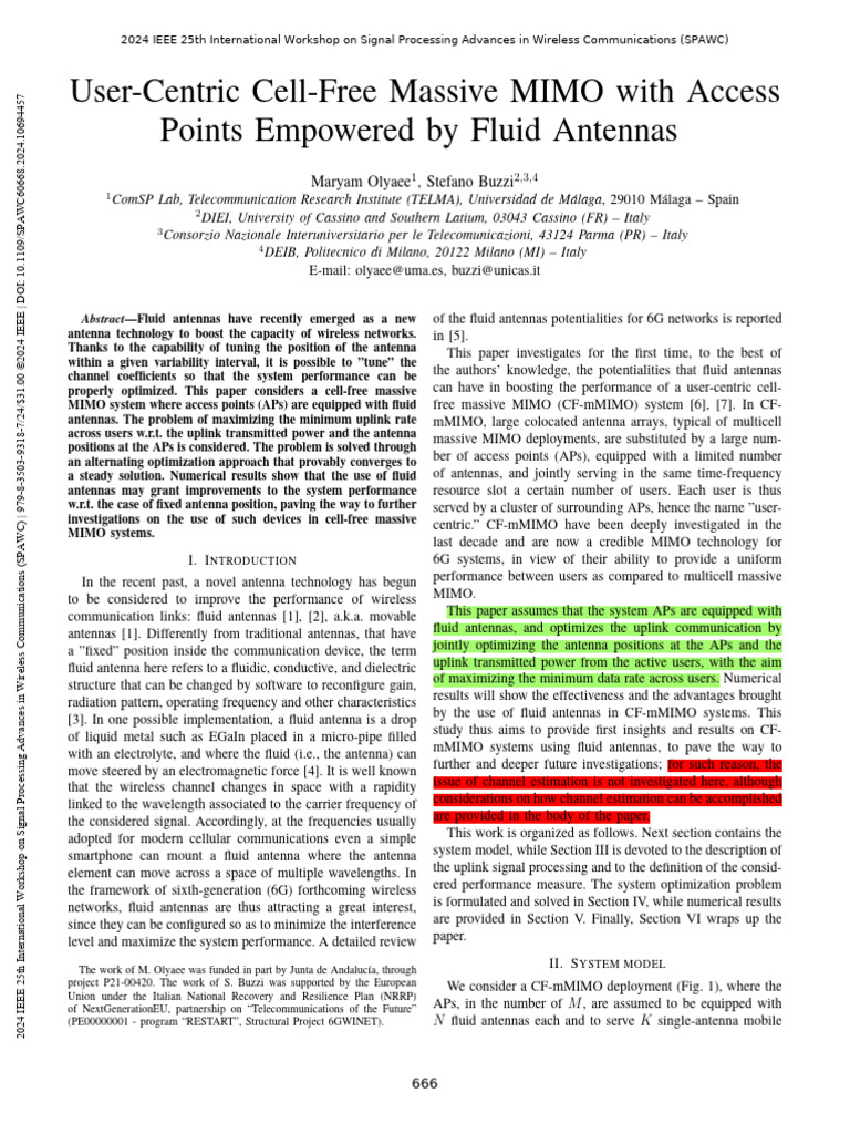 Fluid Antennas in Cell-Free MIMO Systems | PDF | Mimo | Mathematical ...