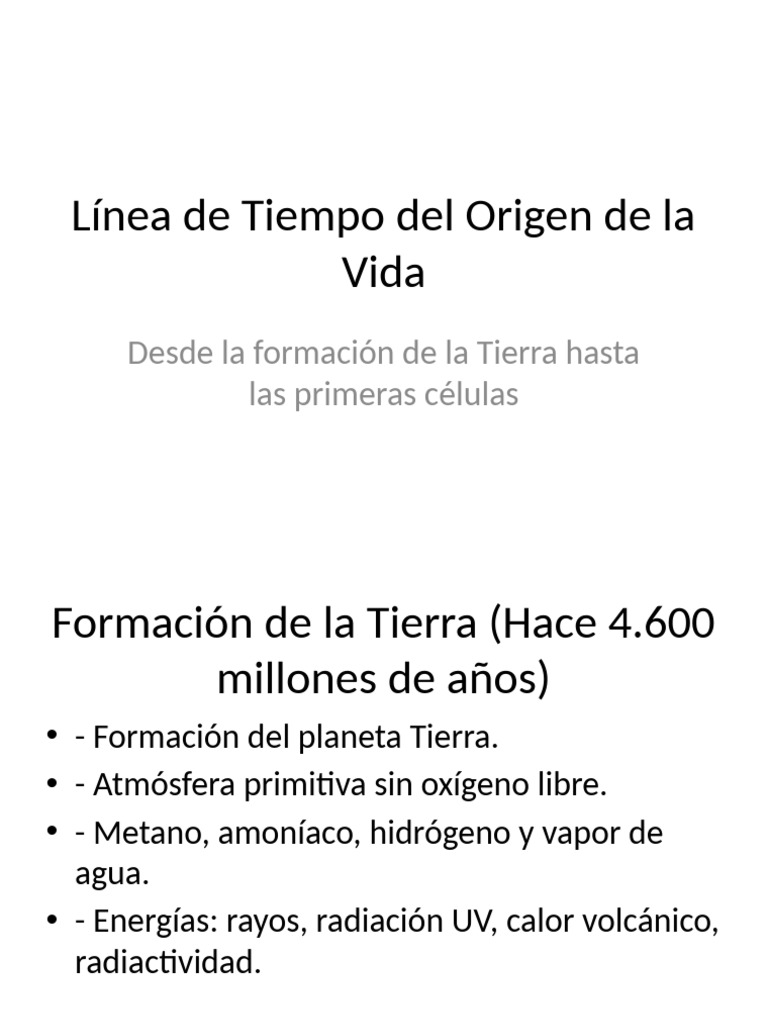 Línea de Tiempo del Origen de la Vida | PDF