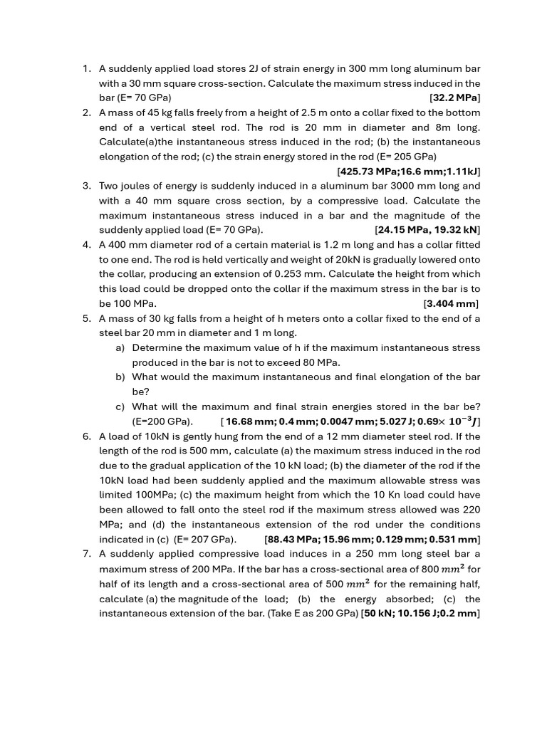 2.strain Energy Due To Direct Stresses Tutorial Question ...
