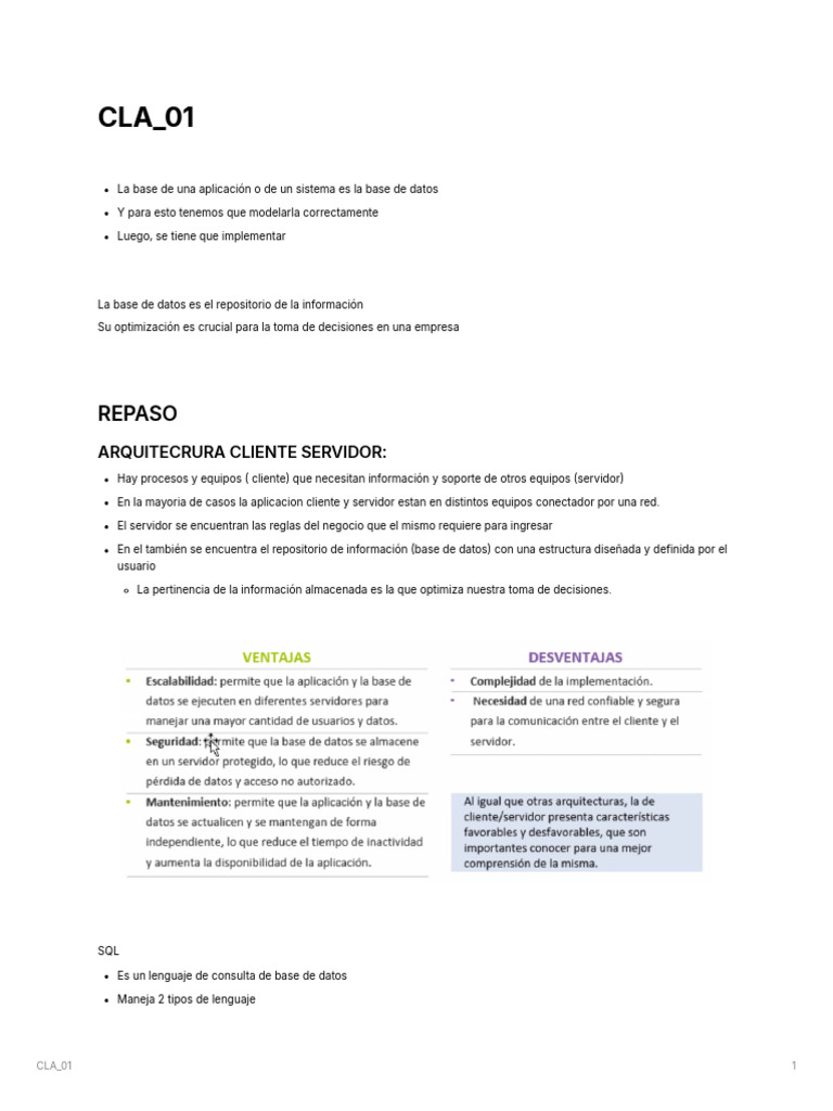 BD Cla 01 | PDF | SQL | Bases de datos