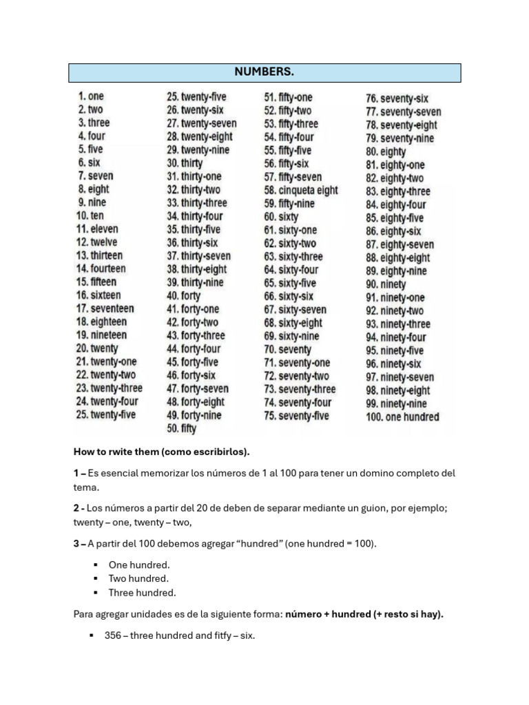 How to Write Numbers in English | PDF