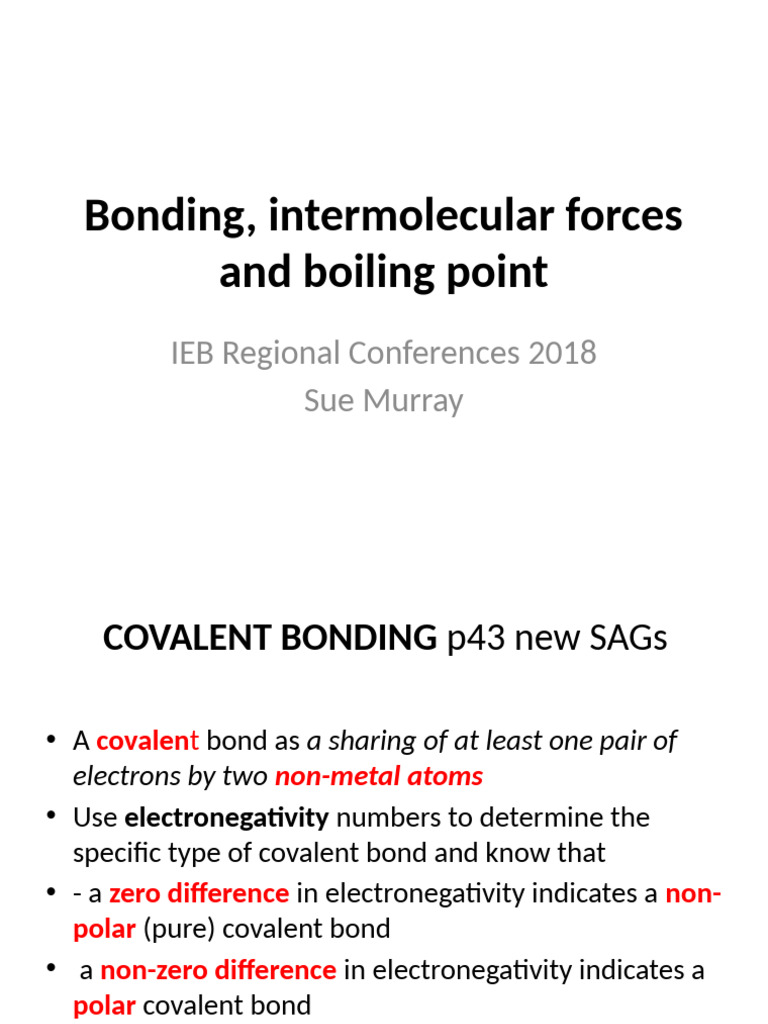 Intermolecular Forces and Boiling Points | PDF | Chemical Bond ...