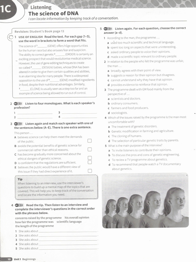 Unit 1C - The Science of DNA - Listening | PDF