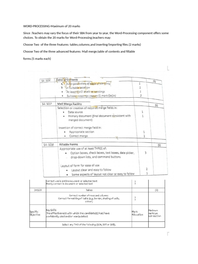 Word-Processing SBA Guidelines | PDF
