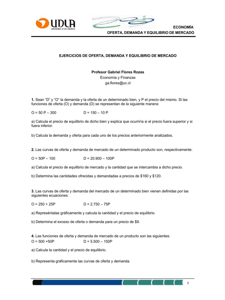 Economia Ejercicios de Oferta Demanda y | PDF | Oferta (economía ...