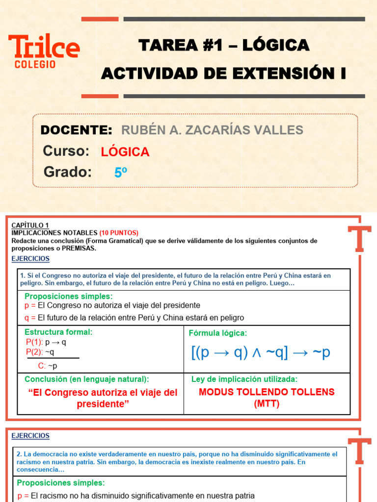 Actividad de Extensión I Lógica | PDF | Proposición | Lógica