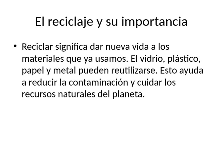 El Reciclaje y Su Importancia | PDF