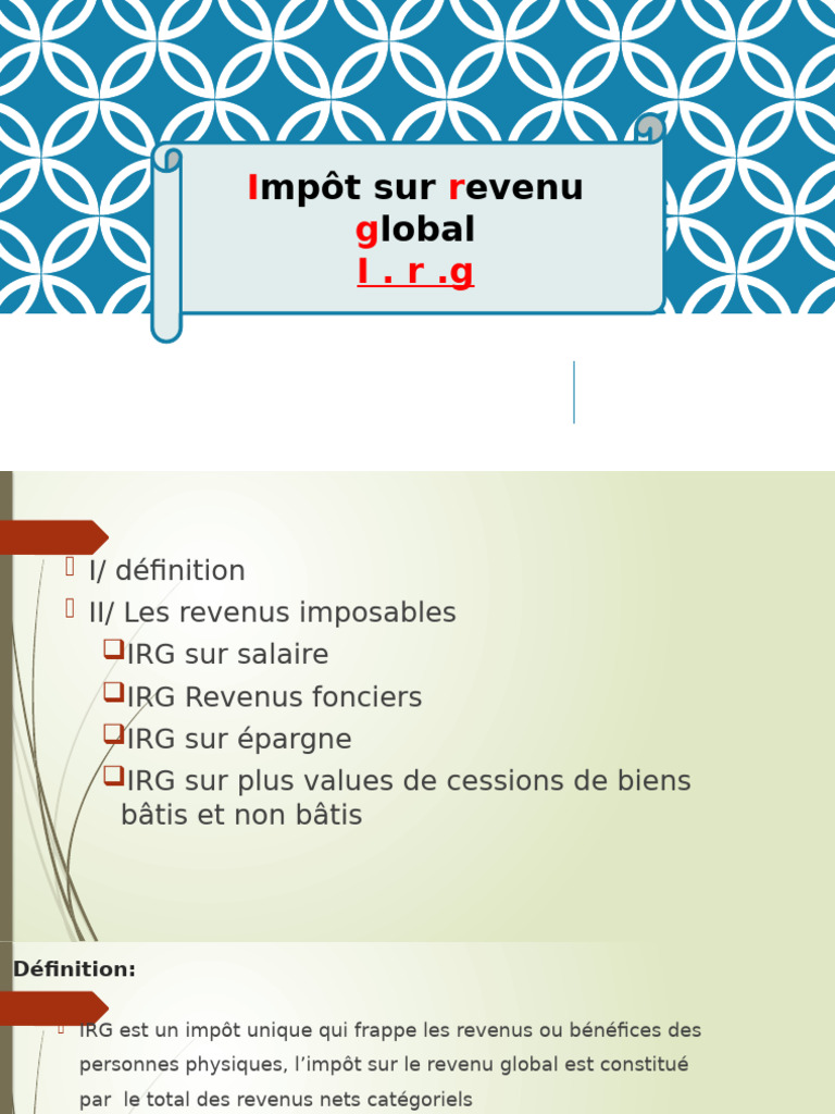 Définition et Barème de l'IRG | PDF | Impôt sur le revenu | Impôts