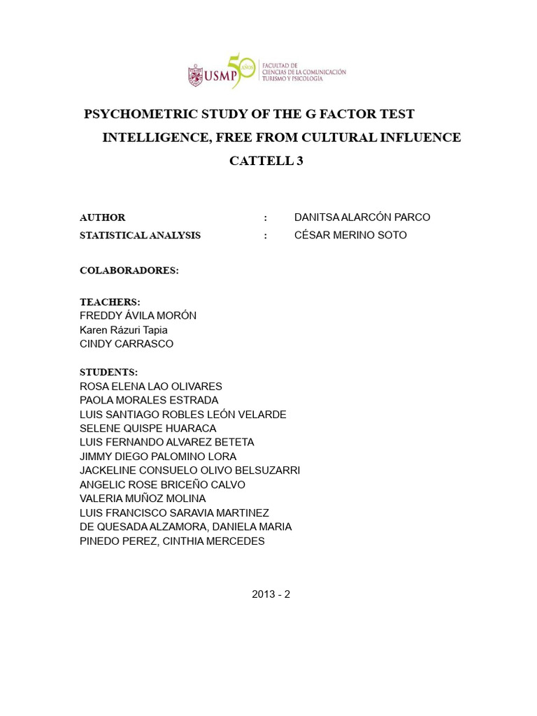 Psychometric Analysis of G Factor Test | PDF | Psychometrics | Validity ...