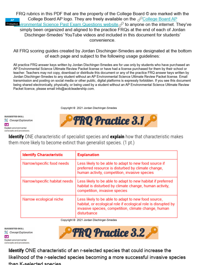 AP Environmental Science FRQ Guide | PDF | Ecology | Environmental ...
