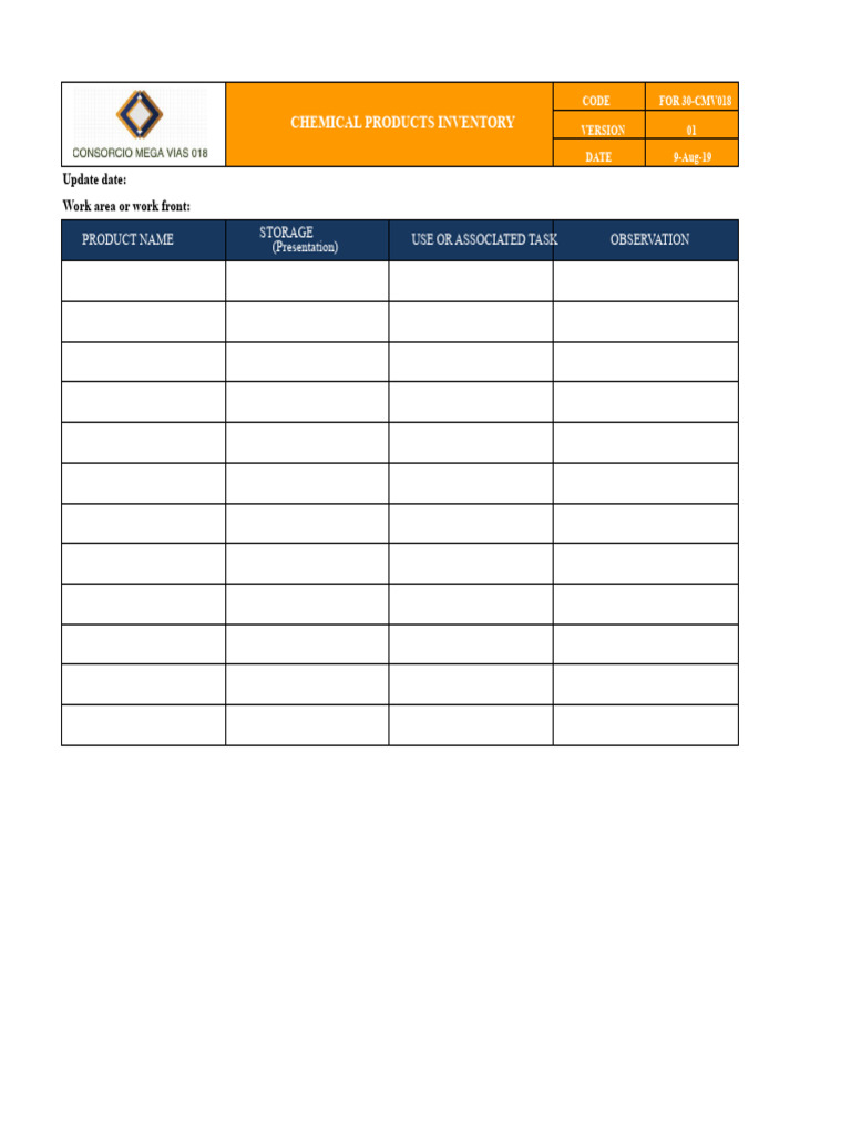 Inventory of Chemical Products | PDF