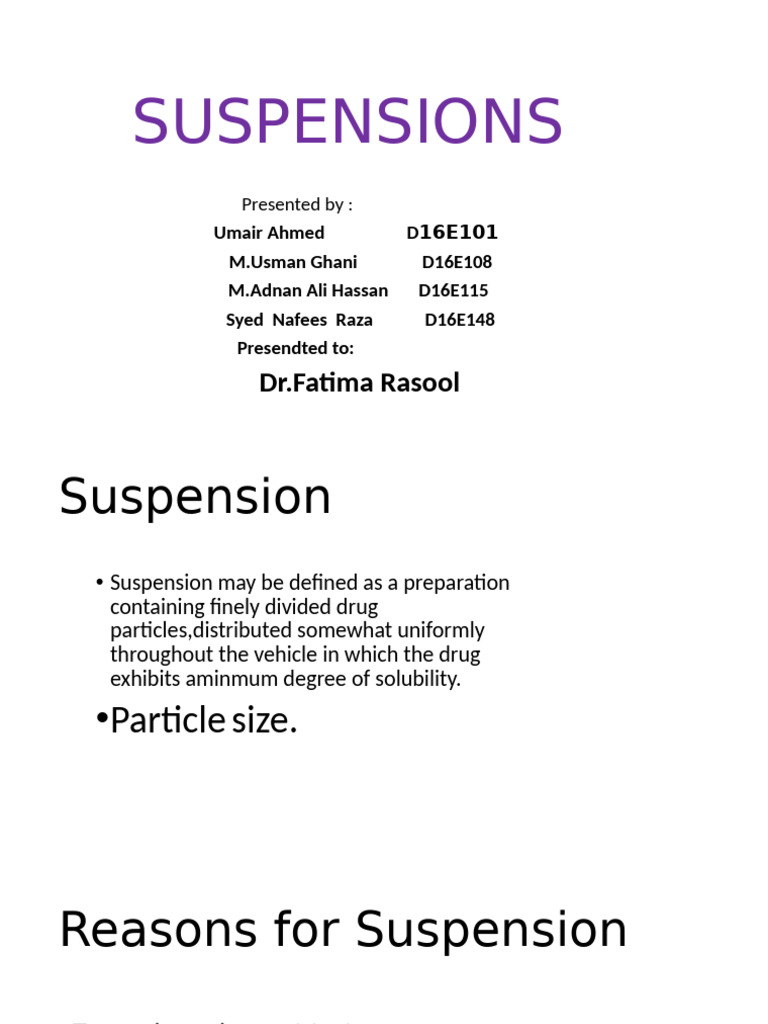 Understanding Pharmaceutical Suspensions | PDF | Suspension (Chemistry ...