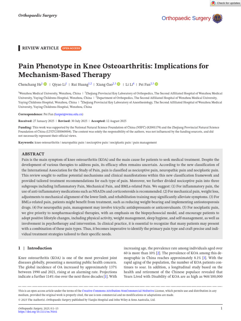 Pain Management in Knee Osteoarthritis | PDF | Inflammation | Pain