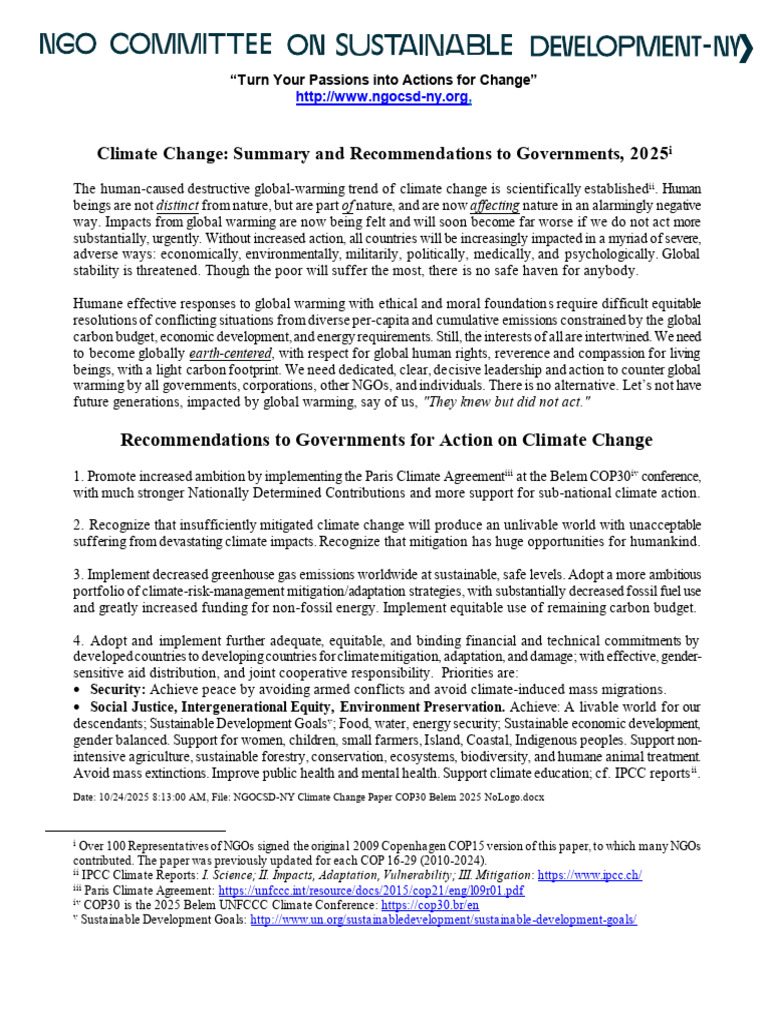 Climate Change Action Recommendations 2025 | PDF | Climate Change ...
