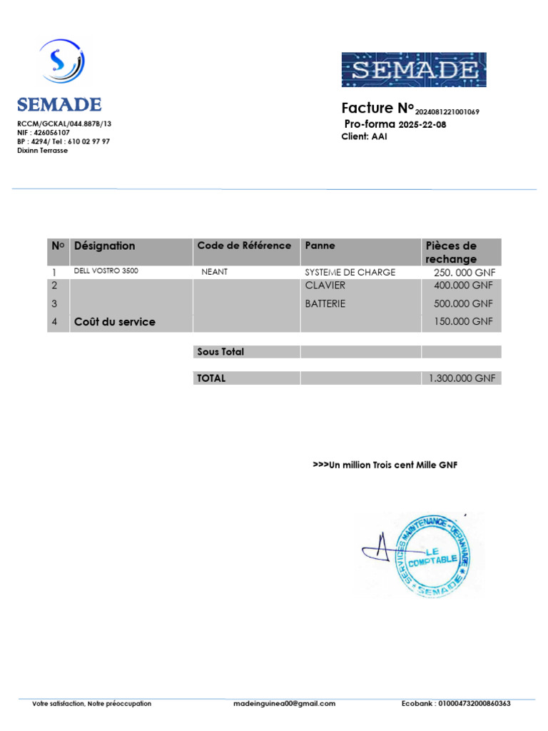 Facture Pro-forma pour Services Informatiques | PDF