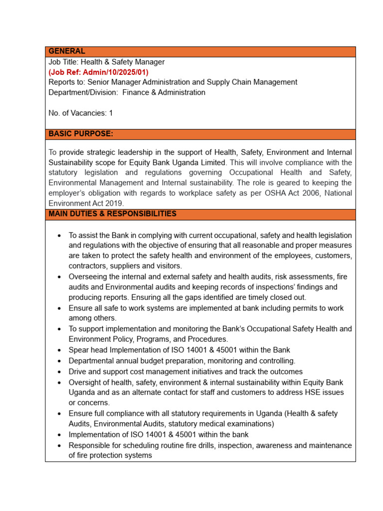Health Safety Manager 2025 | PDF | Occupational Safety And Health | Safety