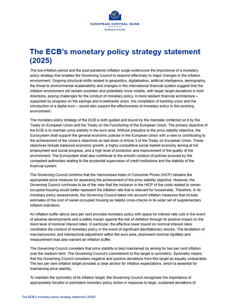 Ecb - Strategyreview202506 Strategy | PDF | Inflation | Monetary Policy