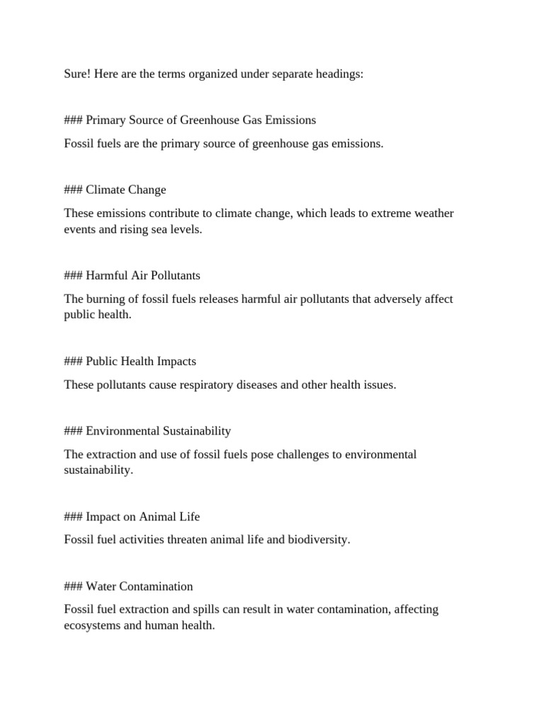 Fossil Fuels and Their Environmental Impact | PDF