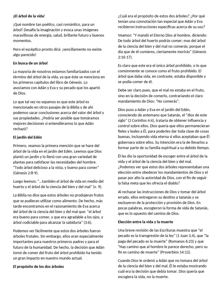 El Árbol de la Vida en la Biblia | PDF | Adán y Eva | Satán