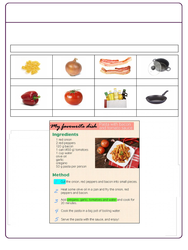 Cooking Exercises and Recipe Practice | PDF | Chicken Soup | Cuisine
