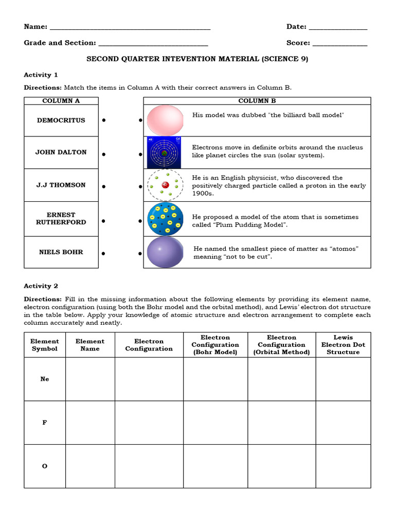 Science 9 Second Quarter Intervention Guide | PDF | Chemical Elements ...