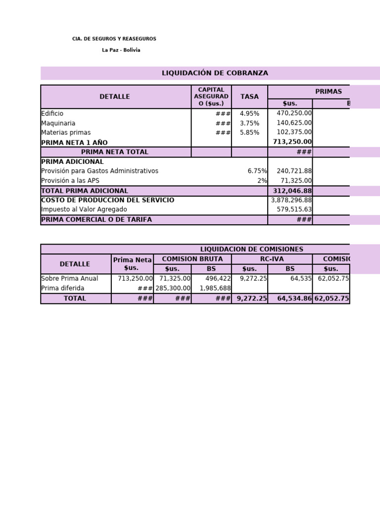 Liquidación de Cobranza de Seguros en Bolivia | PDF | Contabilidad | Dinero