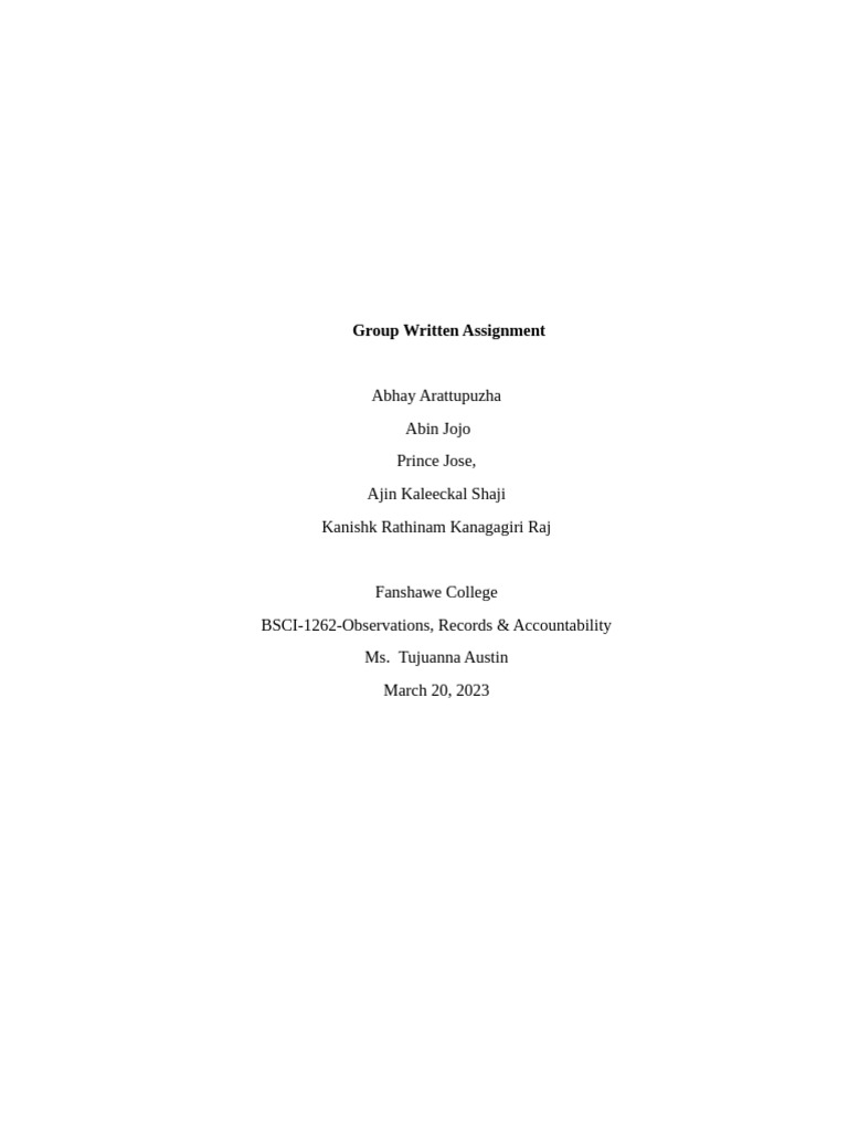 Group Written Assignment | PDF | Psychology | Mental Health