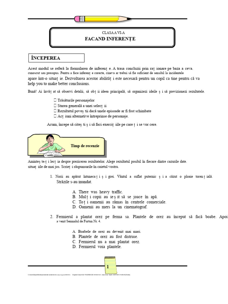 32 - FACEREA INFERENȚELOR Clasa A 6-A PDF | PDF