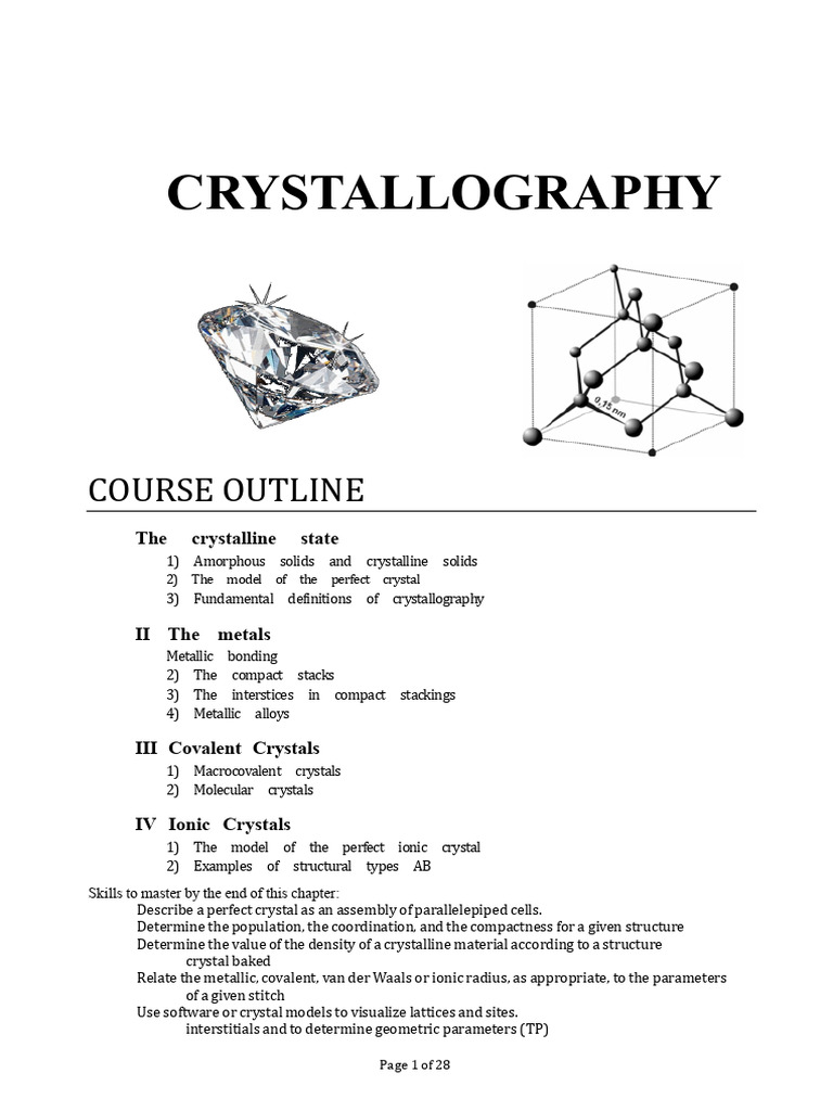 Crystallography Course Outline | PDF | Crystal | Crystal Structure
