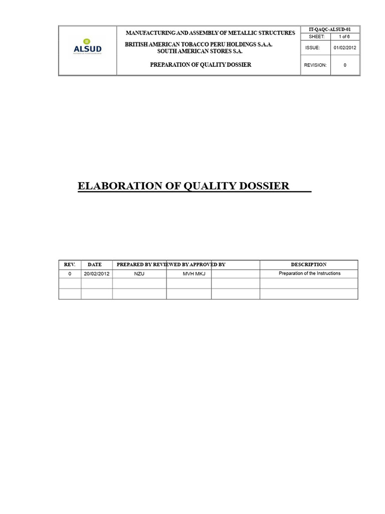 Quality Dossier for Metal Structures | PDF | Welding | Construction