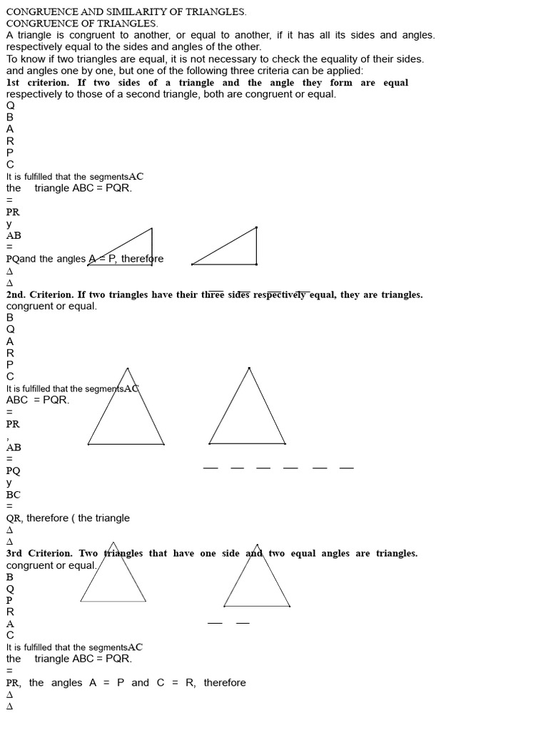 1.3 Similarity and Congruence of Triangles | PDF | Triangle | Euclidean ...