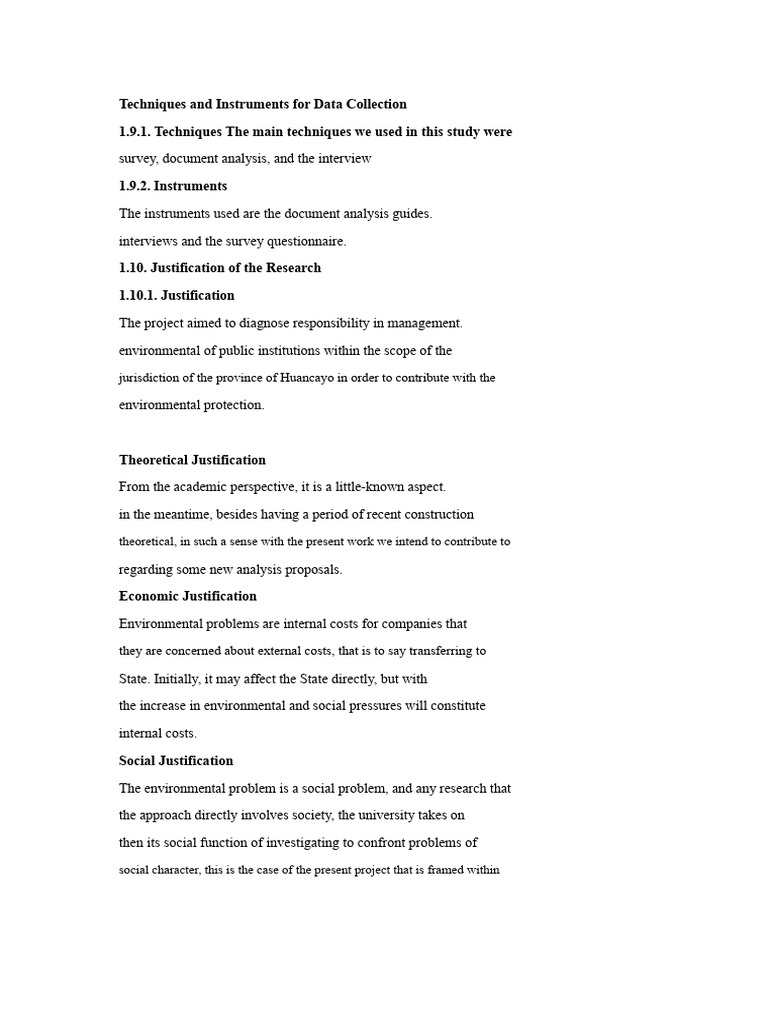 Techniques and Instruments For Data Collection | PDF | Environmental ...