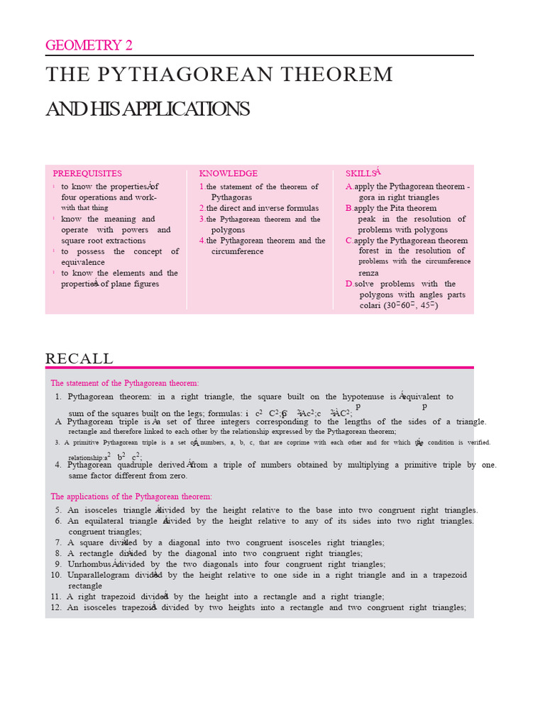 Pythagorean Theorem Applications | PDF | Area | Triangle