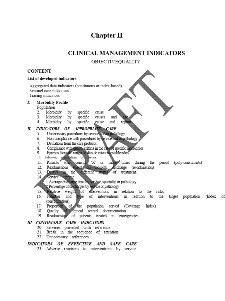 Clinical Management Indicators Overview | PDF | Medical Diagnosis | Risk