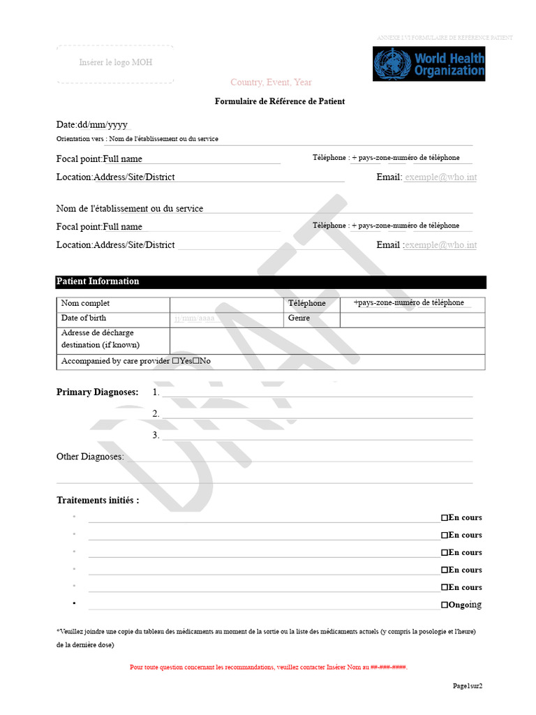 Formulaire de Référence Patient MOH | PDF | Médecine | Soins de santé