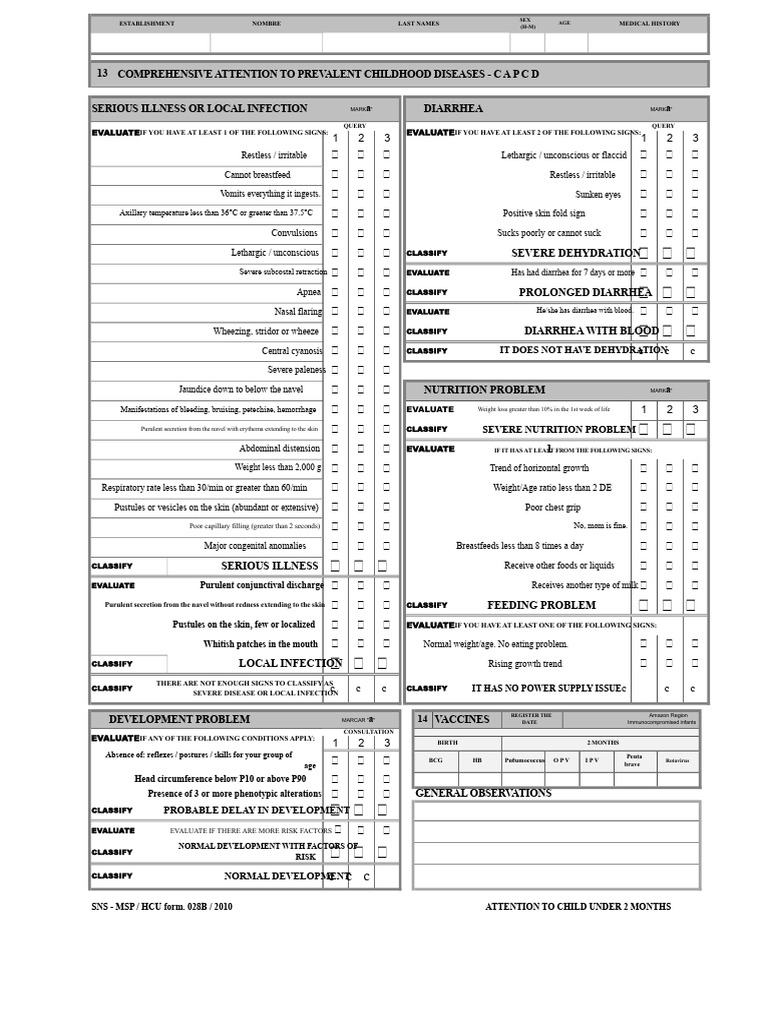 Annex 12. Form 028 B Child Care For Children at 2 Months | PDF ...