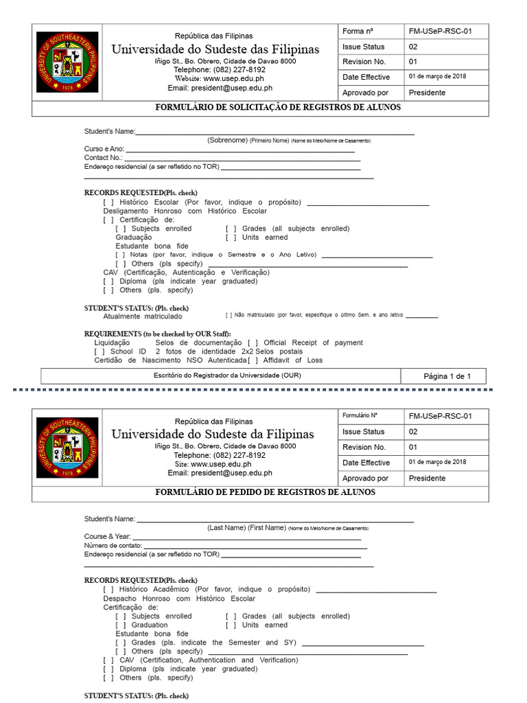 Formulário de Solicitação de Registros Acadêmicos | PDF | Autenticação