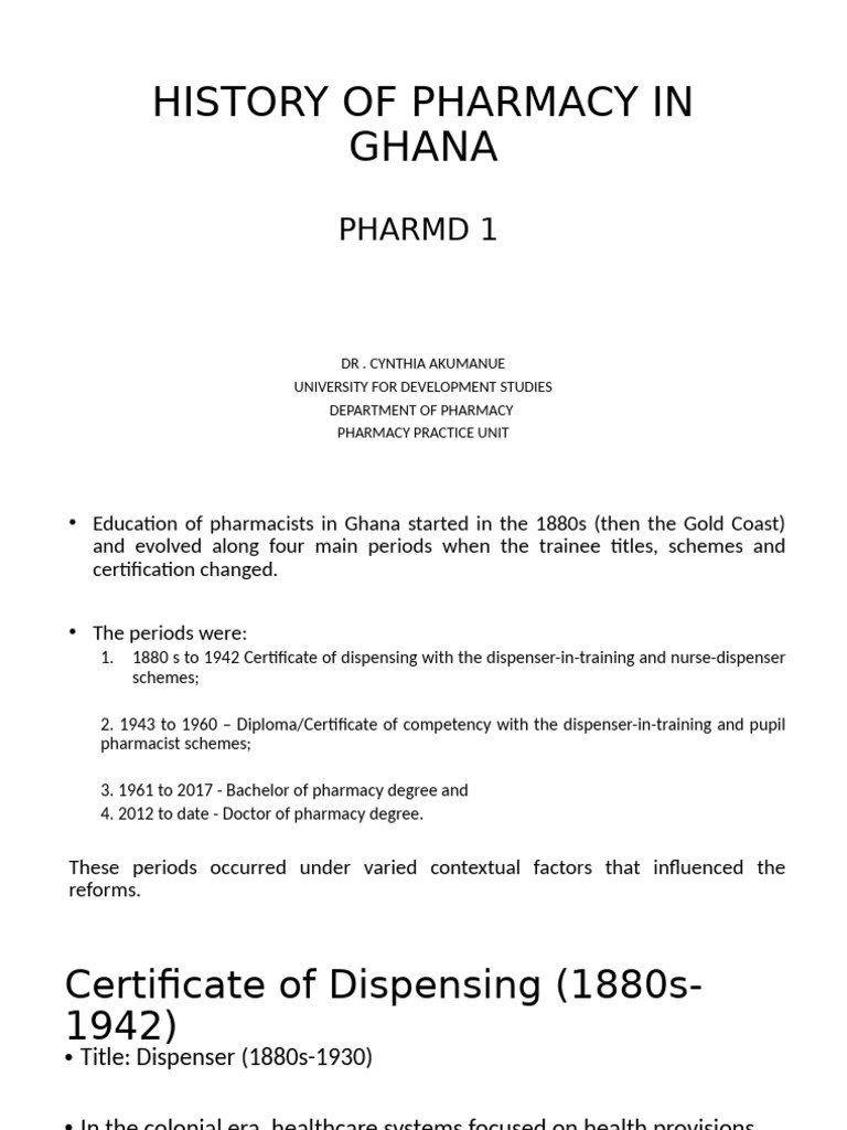 Evolution of Pharmacy Education in Ghana | PDF | Pharmacist | Pharmacy
