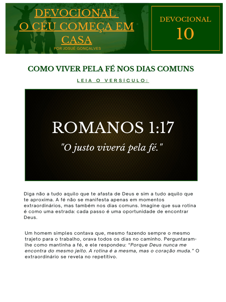 Devocional O Céu Começa em Casa 10 | PDF | Oração | Fé