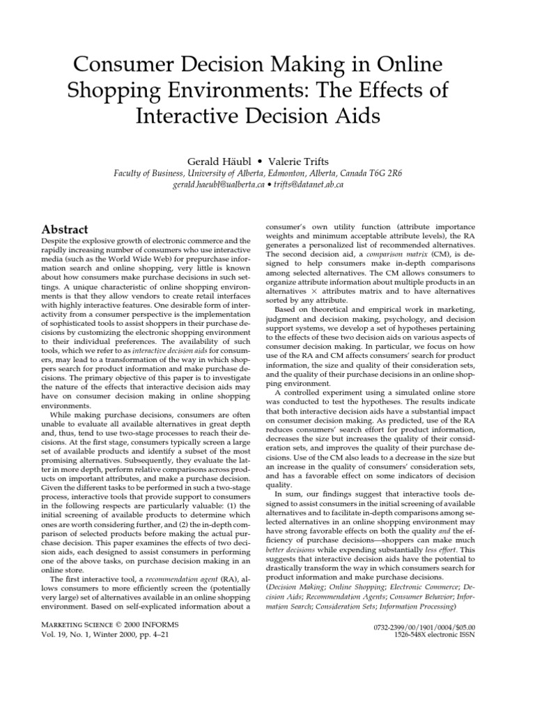 Consumer Decision Making in Online Environment | PDF