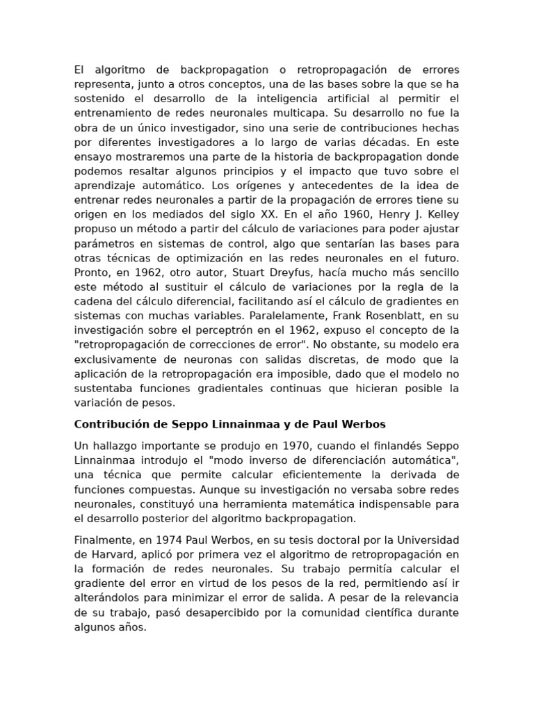 El Algoritmo de Backpropagation | PDF | Matemáticas Aplicadas ...