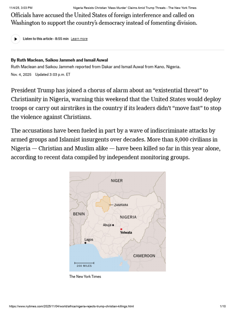 Nigeria Resists Christian Mass Murder' Claims Amid Trump Threats - The ...