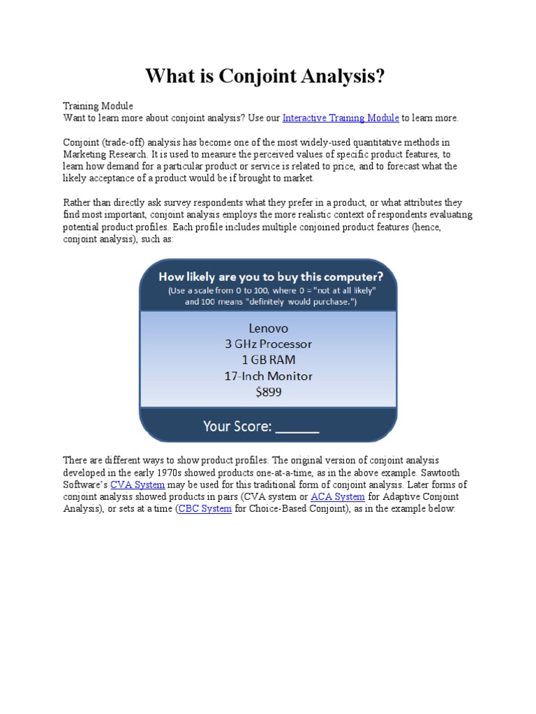 Understanding Conjoint Analysis Techniques | PDF | Evaluation Methods ...