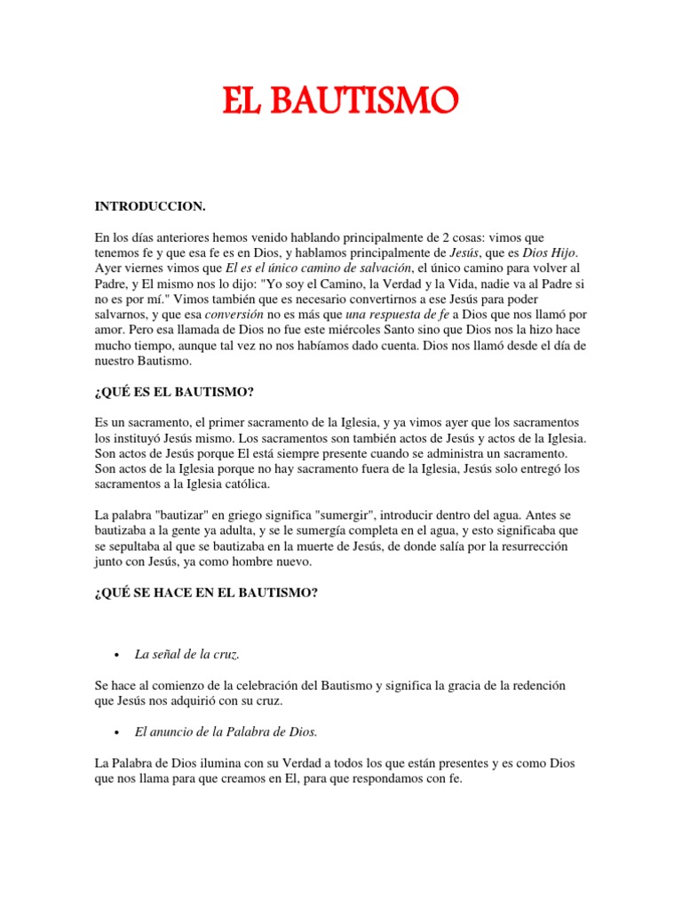 Significado y Efectos del Bautismo | PDF | Bautismo | Sacramentos