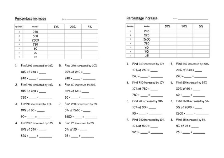 Percentage Increase | PDF